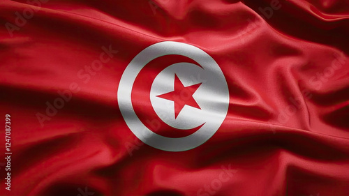 tunisian flag for national Day or Independence Day of tunisia photo