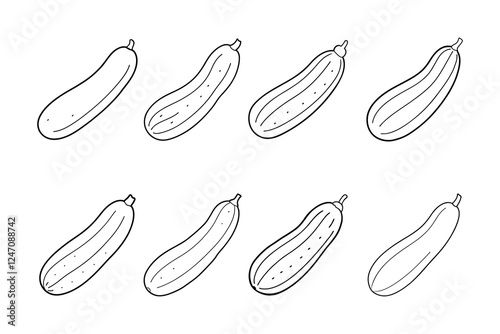 Cucumber Vector Silhouette Set for Creative Design Works