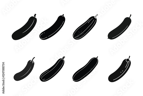 Cucumber Vector Silhouette Set for Creative Design Works