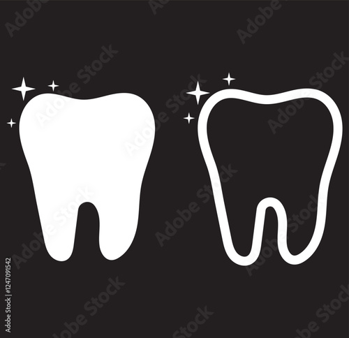  Tooth vector icon, tooth silhouette vector, Black tooth shape symbol