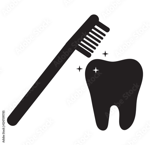 Tooth with toothbrush eps 10 