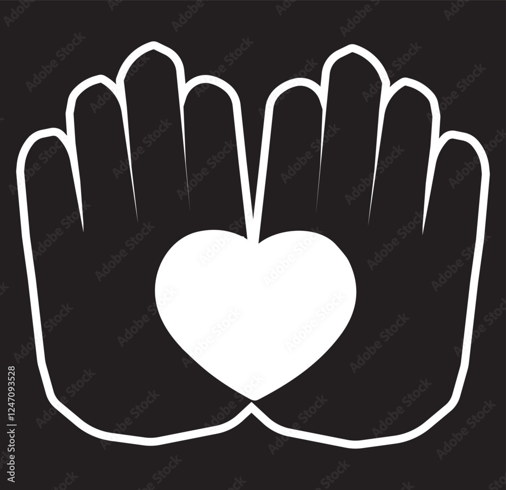 Hand palm care love symbol. Hands together. Heart symbol. Partnership business logo Hand palm care love symbol. Hands together. Heart symbol. Partnership business logo