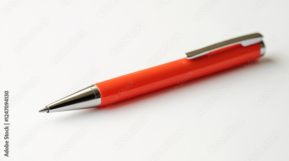 Isolated shot of a clean and minimalistic pen on a white surface. Perfect for office supplies marketing. Isolated shot of a clean and minimalistic pen on a white surface. Perfect for office supplies marketing.