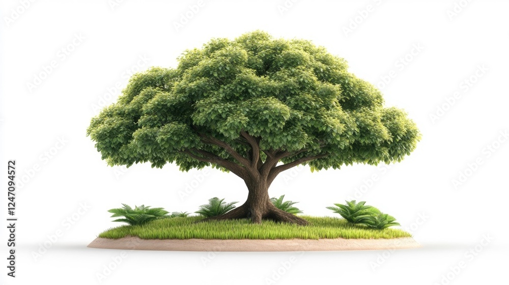 Large Sprawling Tree on White Background. Generative AI Large Sprawling Tree on White Background. Generative AI