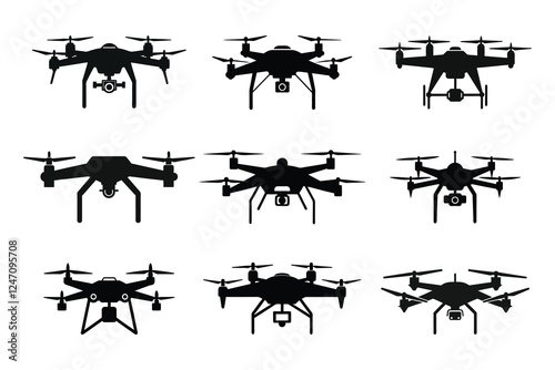 Black Silhouette OF a Drone Set