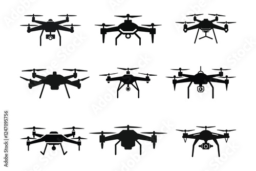 Black Silhouette OF a Drone Set