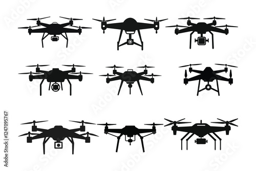 Black Silhouette OF a Drone Set
