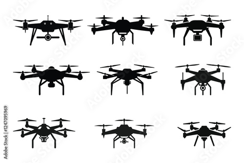 Black Silhouette OF a Drone Set