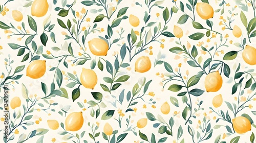 Lemon print pattern, vintage illustration
