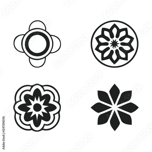 set of floral design elements