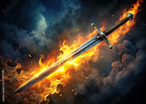 Medieval Sword, Flaming, Dark Fantasy, Gothic Weapon