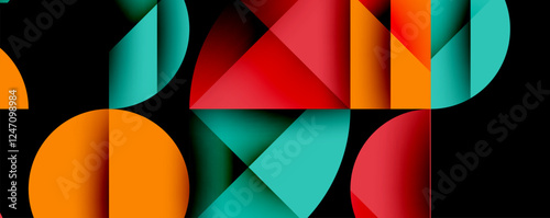 Minimal geometric abstract background. Circle square and triangle design