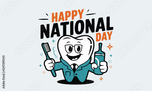 National Dentists Day Vector Illustration | Dental Care T-Shirt, Poster, Sticker, Social Media Design. Print ready eps