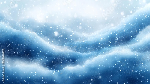 Snowy Winter Landscape with Falling Snowflakes. Generative AI photo