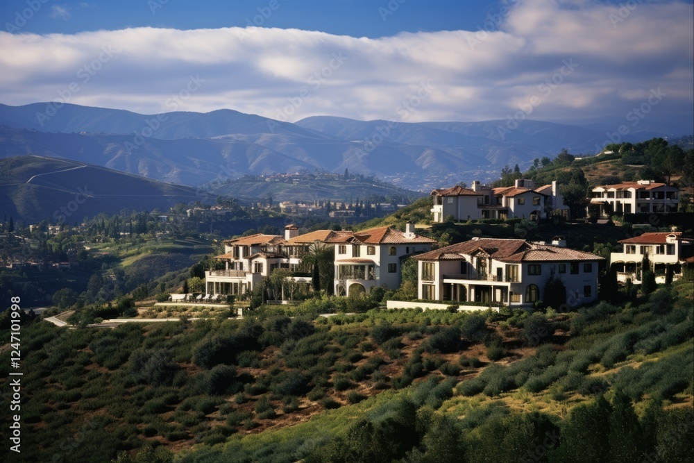 Obraz premium Upscale Hillside Homes in Calabasas, California - Luxury Living in Suburban Los Angeles Vale