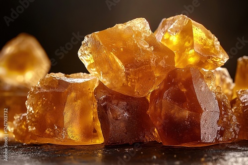 THC golden resin cannabis wax cubes. Generative Ai