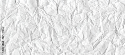 Crumpled grey rice paper texture. Abstract light background with wrinkled cardboard texture. Vector illustration horizontal fold crumpled empty white paper template for posters and banners.