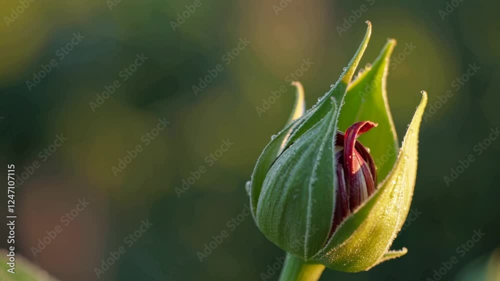 Close-Up of Green Flower Bud Emerging in Natural Setting Close-Up of Green Flower Bud Emerging in Natural Setting