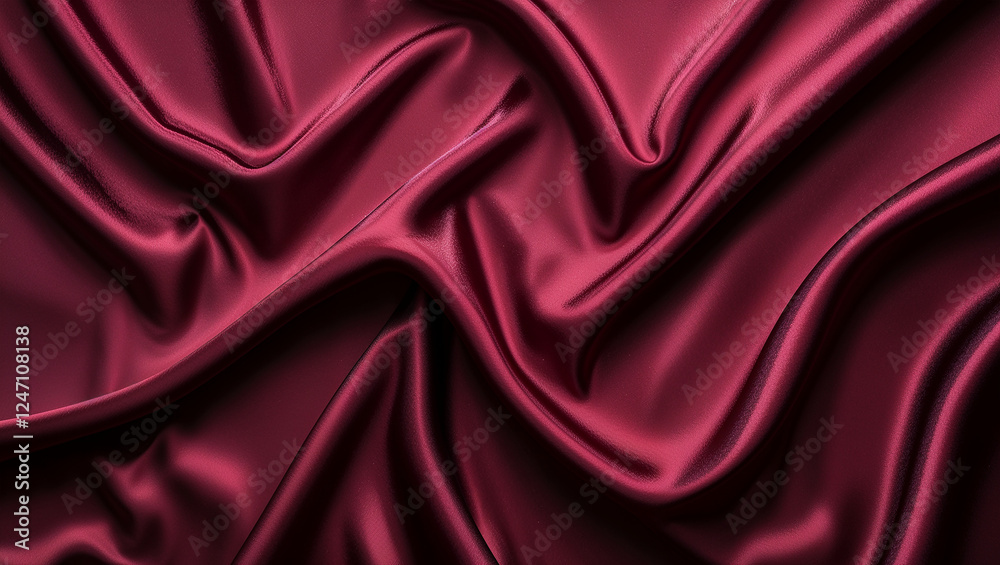 Fototapeta premium Maroon silk fabric background - smooth, elegant folds and evenly lit