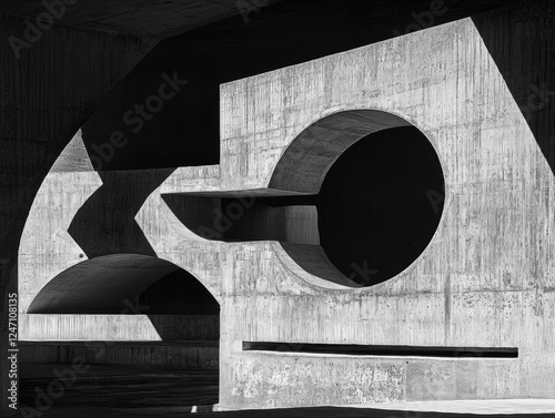 Black and White Abstract Shape in Concrete Structure