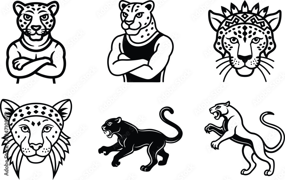 Fototapeta premium set of wild animals vector illustration