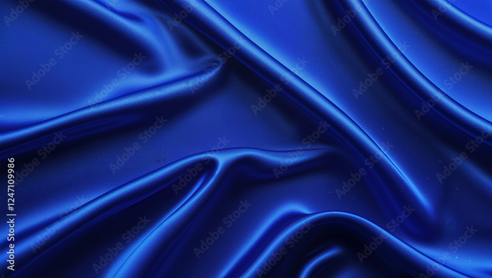 Obraz premium Royal blue silk satin background - smooth, elegant folds and evenly lit