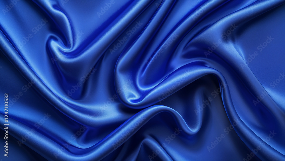 Obraz premium Royal blue silk textile background - smooth, elegant folds and evenly lit