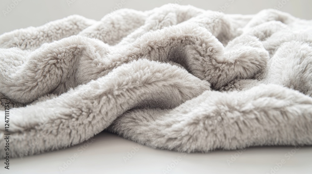 Close-up of a soft, plush throw blanket on a white surface. Great for promoting cozy home accessories or seasonal decor. Close-up of a soft, plush throw blanket on a white surface. Great for promoting cozy home accessories or seasonal decor.