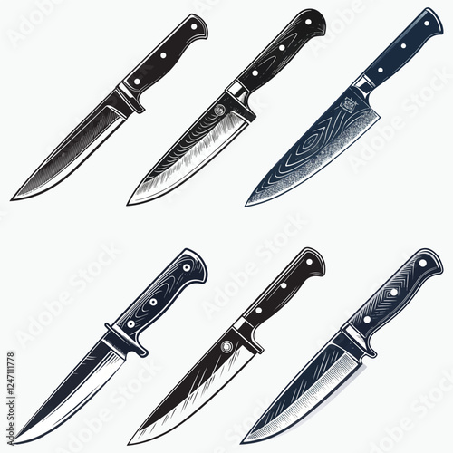 Knife silhouettes set