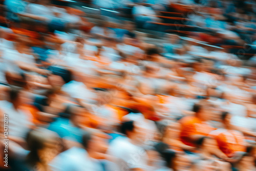 Blurry photo of spectators in the stands. Basketball. Retro style