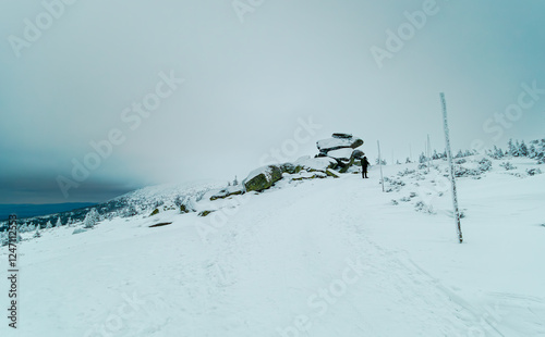 Fototapeta Naklejka Na Ścianę i Meble -  Karkonosze mountains covered with snow, Lower Silesia Poland.
