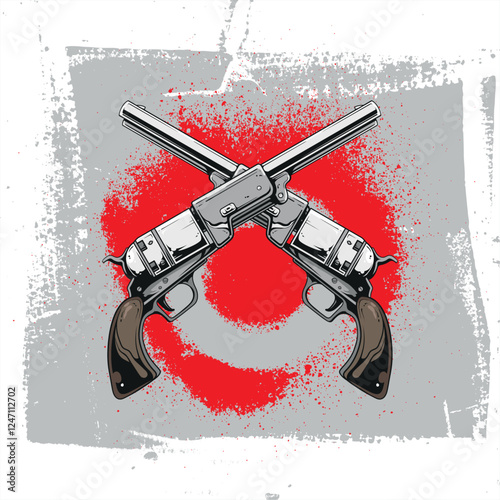 Revolvers of the American Wild West. Vector illustration