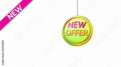 Shiny New Offer:  A vibrant and eye-catching 3D illustration of a hanging 
