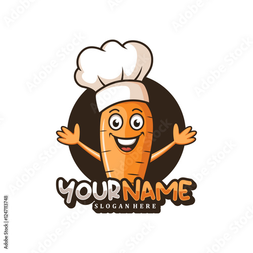 Character Carrot with chef hat logo design concept vector. Creative Carrot Logo Design Template.