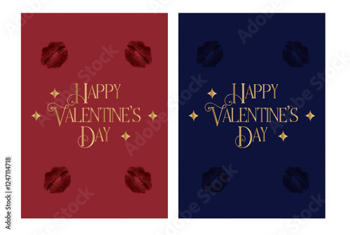 Set of Luxury Valentine's day cards. Cute love sale flyer template, poster, label, ad, copy space, cover, banner design set. Modern typography art background. Trendy style. Vector illustration