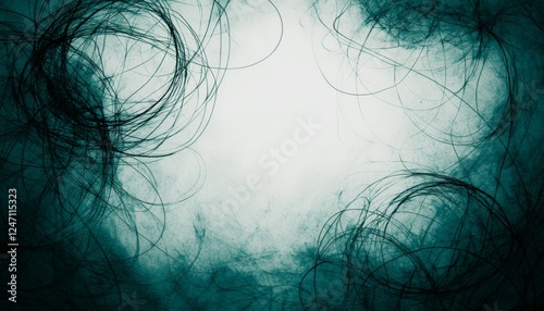 Abstract background featuring swirling lines and textures in shades of teal and black for creative design projects.