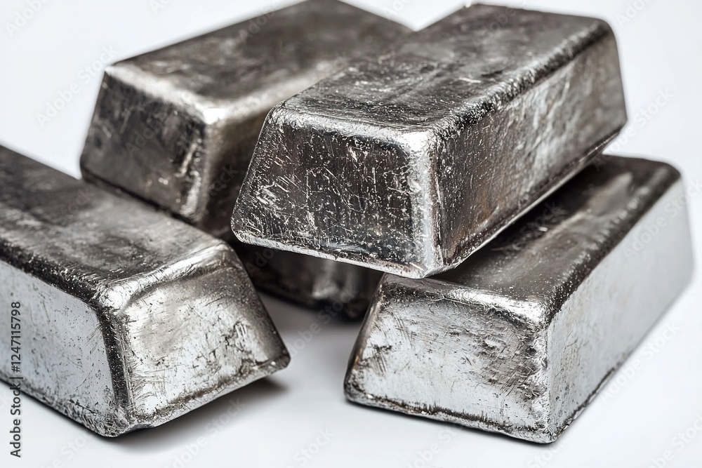 Silver bars on white background. Ai Generative Silver bars on white background. Ai Generative