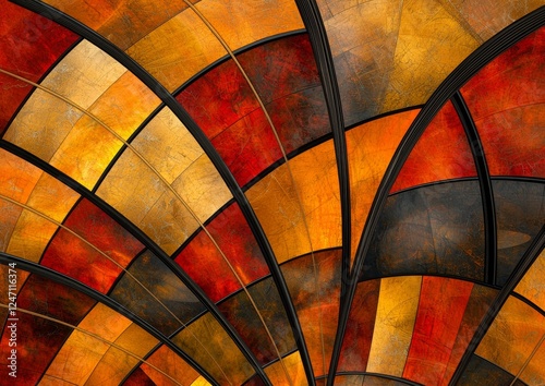 This vibrant abstract artwork features a stunning array of colors and patterns in a captivating geometric design.