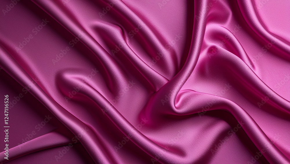 Obraz premium Luxurious fuchsia silk fabric background - smooth, elegant folds and evenly lit