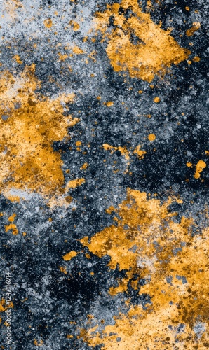 A vibrant abstract texture featuring splashes of orange and blue against a dark background for artistic design purposes.