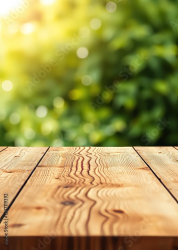 Empty of wood table top on blur of fresh green abstract background for montage product display or key visual layout bokeh green bokeh green abstract background light bright blur pattern