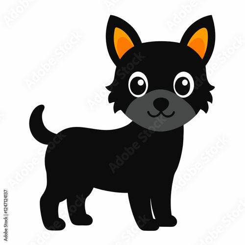 Black sweet cuddly little dog vector on white background.