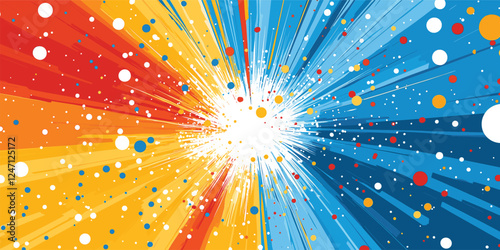 abstract burst of colorful lines and dots, evoking motion, excitement, and a cosmic energy effect in a digital illustration.
