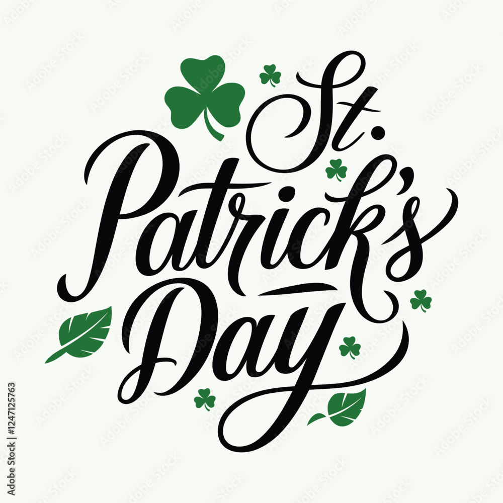 Naklejka premium St. Patrick s Day lettering greeting card. Calligraphic design, poster, banner template. Vector