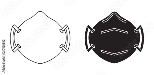 A simple, easily recognizable icon of a black and white N95 respirator mask