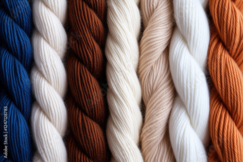 Closeup View Of Colorful Twisted Yarns