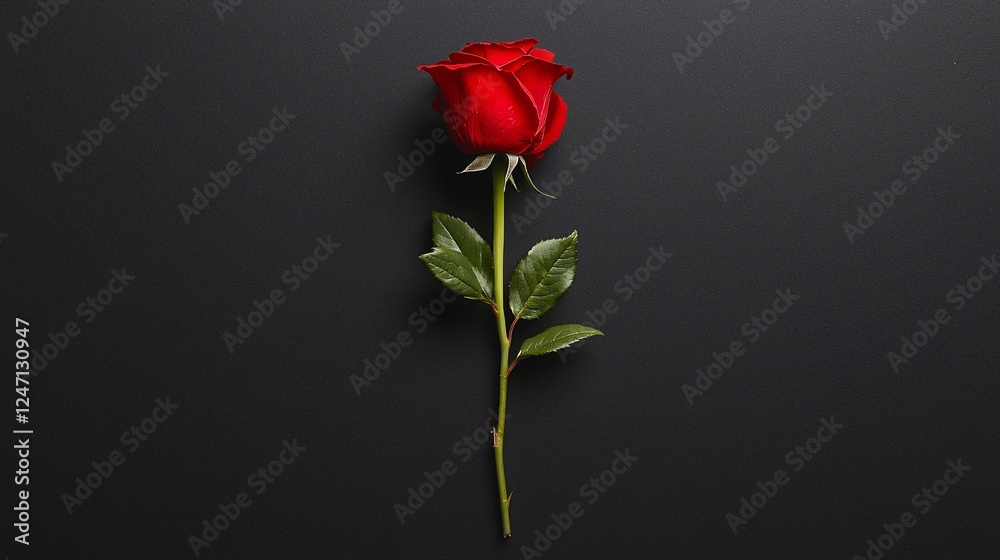 Single red rose, dark background, romance, Valentine's Day card Single red rose, dark background, romance, Valentine's Day card