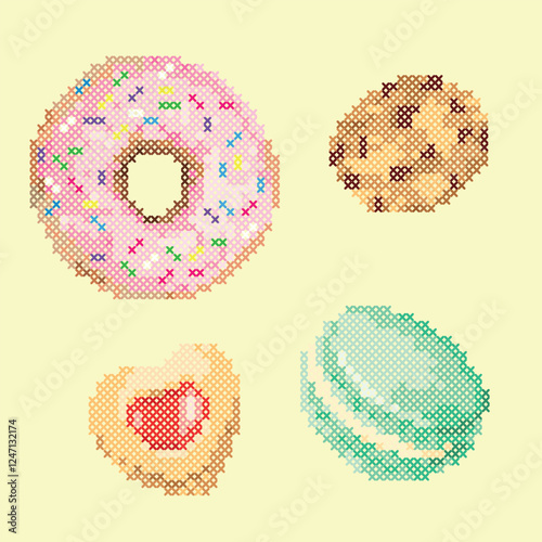 vector art embroidery sweets