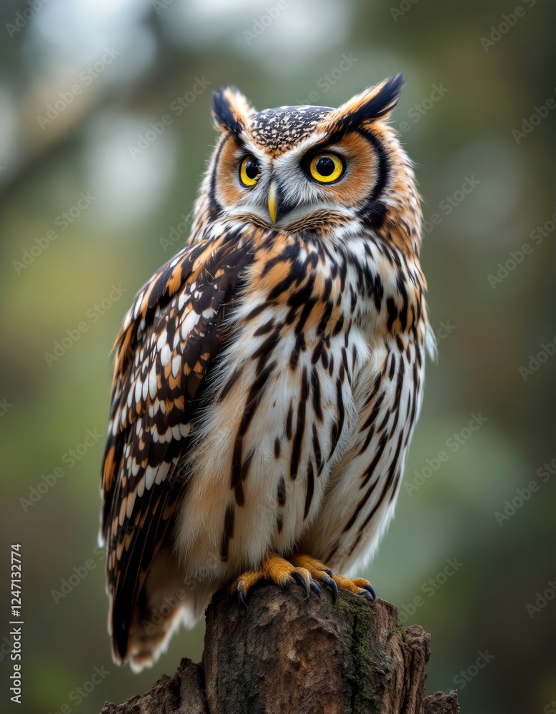 Portrait of an eurasian eagle-owl sitting on a glove Portrait of an eurasian eagle-owl sitting on a glove