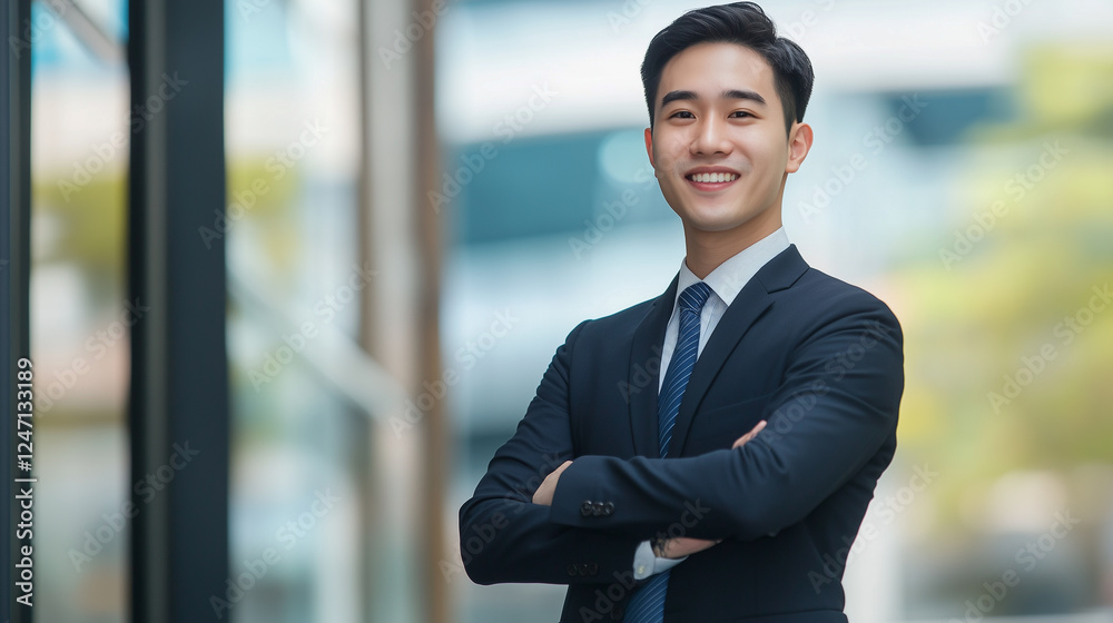 Confident young asian businessman or real estate agent Confident young asian businessman or real estate agent